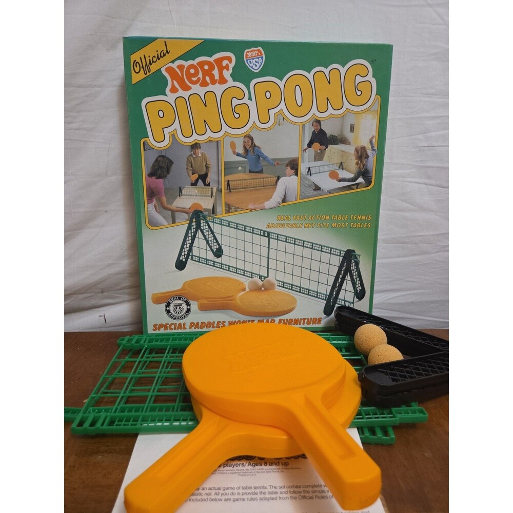 Nerf Ping Pong Tabletop Game Parker Brothers Complete Set #0273 Vintage 1982